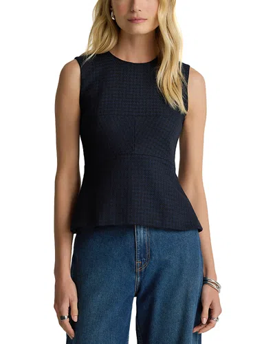 St John Houndstooth Sleeveless Tank Top In Blue