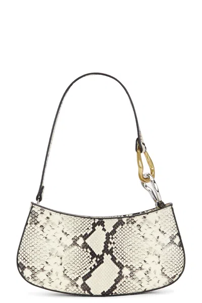 Staud Ollie Curved Python-embossed Leather Shoulder Bag In Animal Print