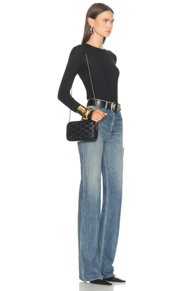 Saint Laurent Quilted Leather Camera Bag Small Leather Goods Black In Black