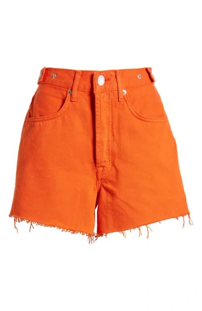 7 For All Mankind Easy Ruby High Waist Relaxed Cutoff Denim Shorts In Orange