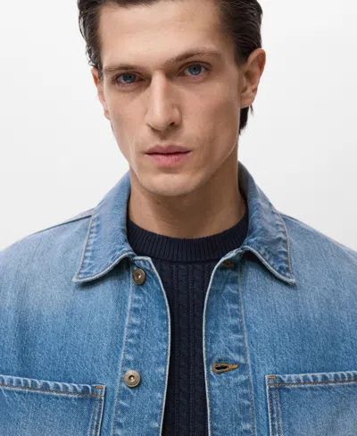 Mango Men's Denim Pockets Jacket In Blue