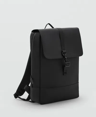 Mango Men's Rubberized Flap Closure Backpack In Black