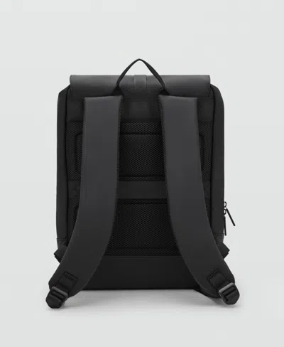 Mango Men's Rubberized Flap Closure Backpack In Black