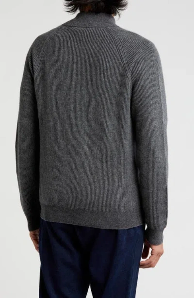 Amicale Rib Cashmere Pullover In Gray