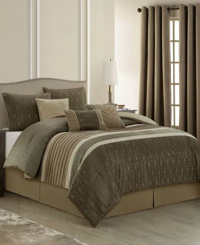 Stratford Park Trinity Geometric 9-pc. Comforter Set, California King In Brown