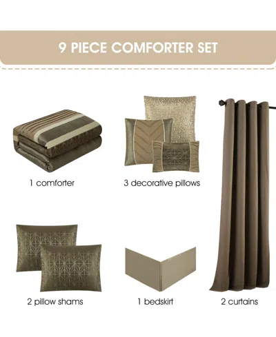 Stratford Park Trinity Geometric 9-pc. Comforter Set, California King In Brown
