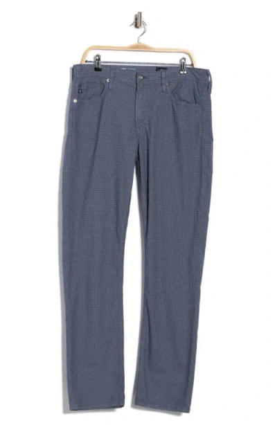 Ag Everett Microcheck Slim Fit Pants In Blue
