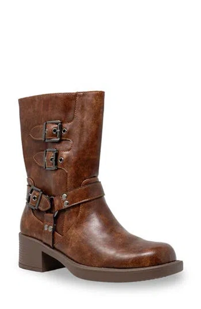 Chase & Chloe Chase And Chloe Ashton Buckle Riding Boot In Brown