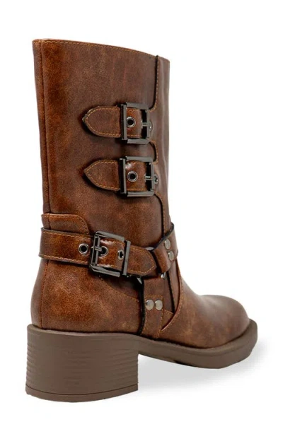Chase & Chloe Chase And Chloe Ashton Buckle Riding Boot In Brown