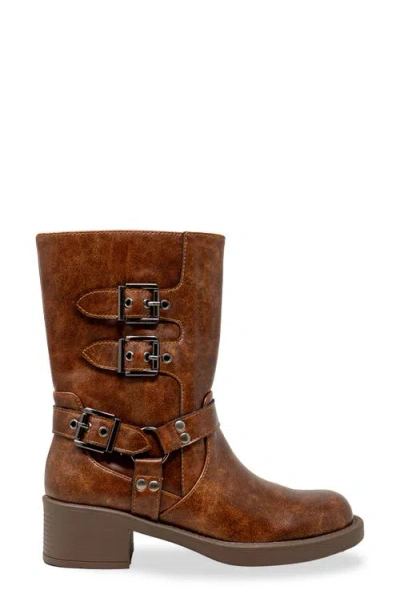 Chase & Chloe Chase And Chloe Ashton Buckle Riding Boot In Brown