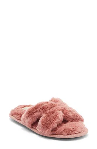 Honeydew H Band Plush Faux Fur Slipper In Pink