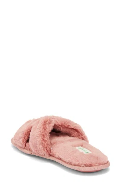 Honeydew H Band Plush Faux Fur Slipper In Pink