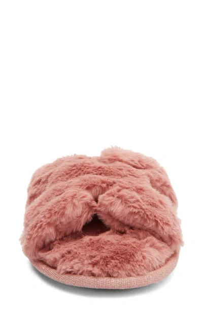 Honeydew H Band Plush Faux Fur Slipper In Pink