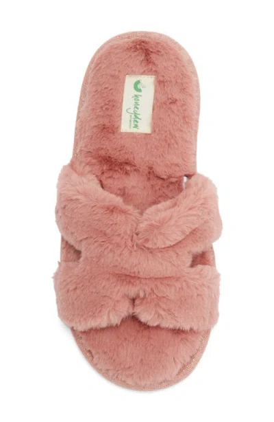 Honeydew H Band Plush Faux Fur Slipper In Pink