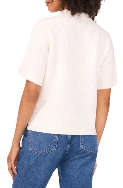 1.state Short Sleeve Johnny Collar Sweater In Neutral