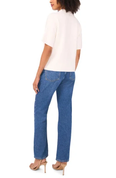 1.state Short Sleeve Johnny Collar Sweater In Neutral