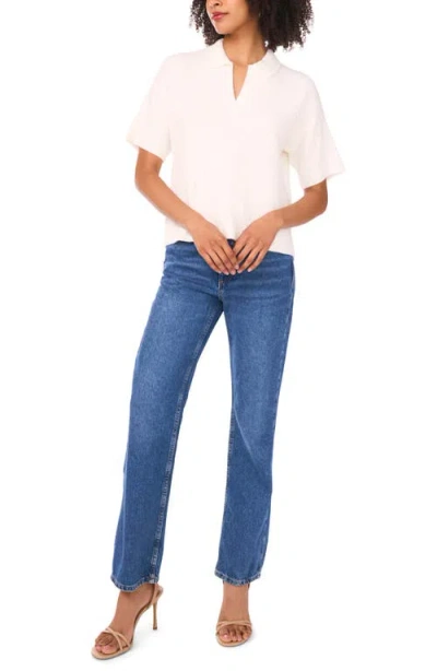 1.state Short Sleeve Johnny Collar Sweater In Neutral