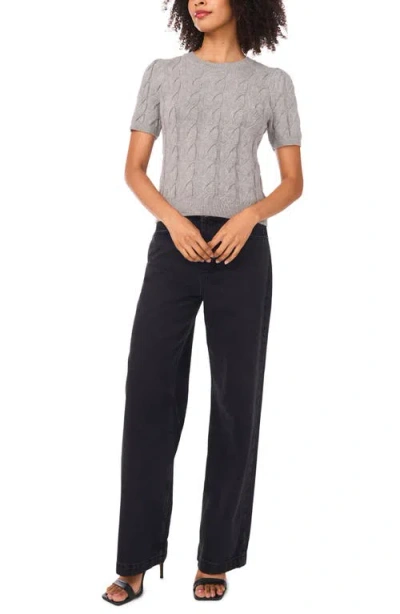 1.state Cable Knit Puff Sleeve Sweater In Gray