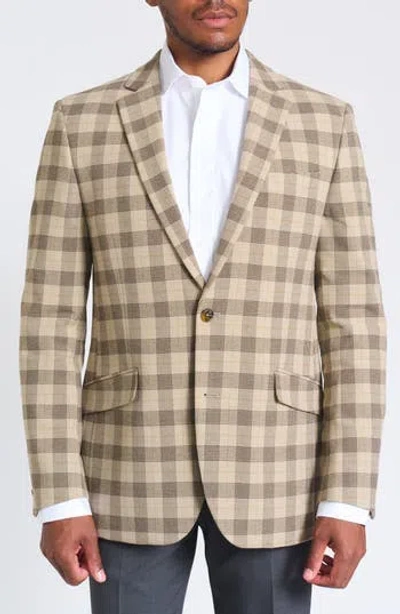 Savile Row Co Camel Glen Plaid Blazer In Brown
