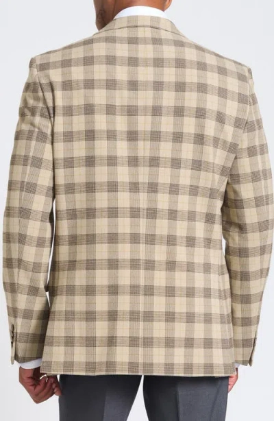 Savile Row Co Camel Glen Plaid Blazer In Brown