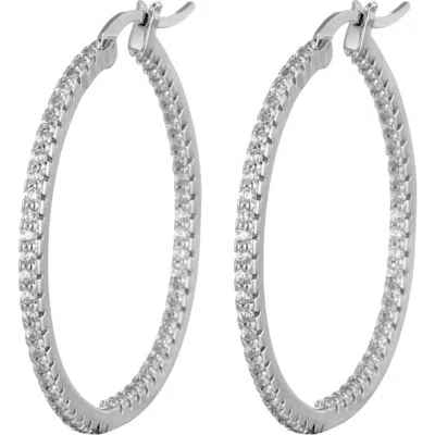 Adornia Cubic Zirconia Inside Out Hoop Earrings In Silver