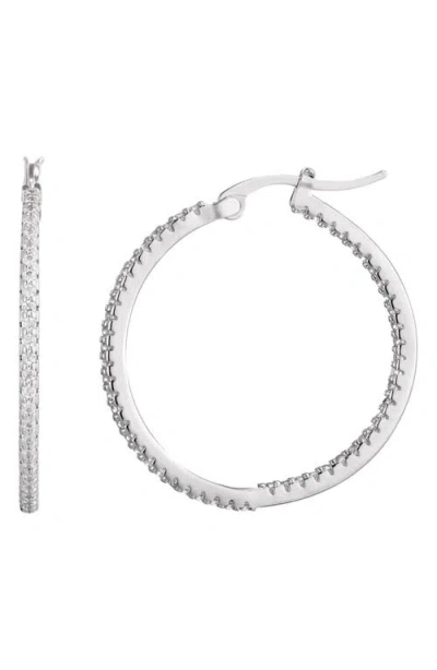 Adornia Cubic Zirconia Inside Out Hoop Earrings In Silver