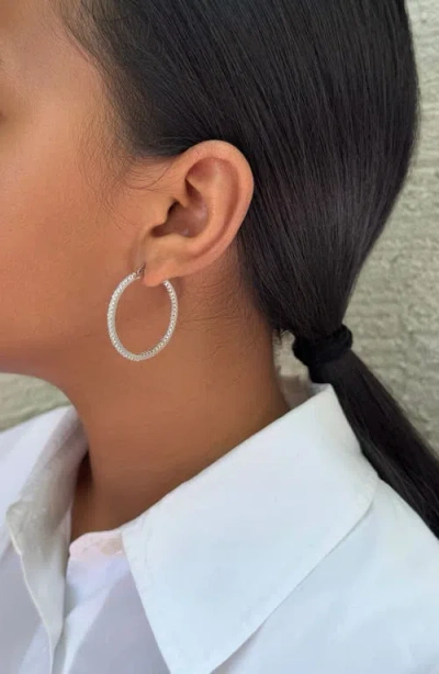 Adornia Cubic Zirconia Inside Out Hoop Earrings In Silver