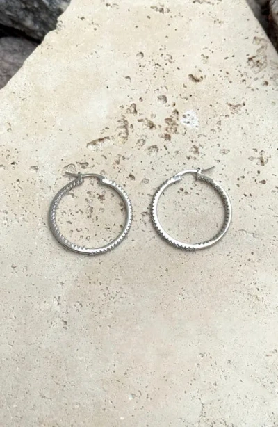 Adornia Cubic Zirconia Inside Out Hoop Earrings In Silver