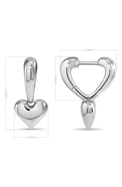 Devata Sweet Heart Huggie Hoop Earrings In Silver