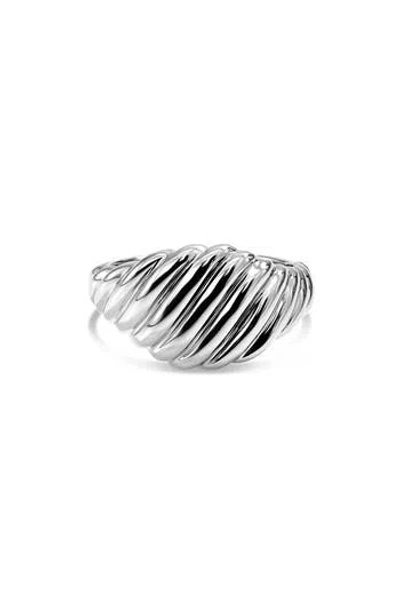 Devata Tapered Rope Band Ring In Silver