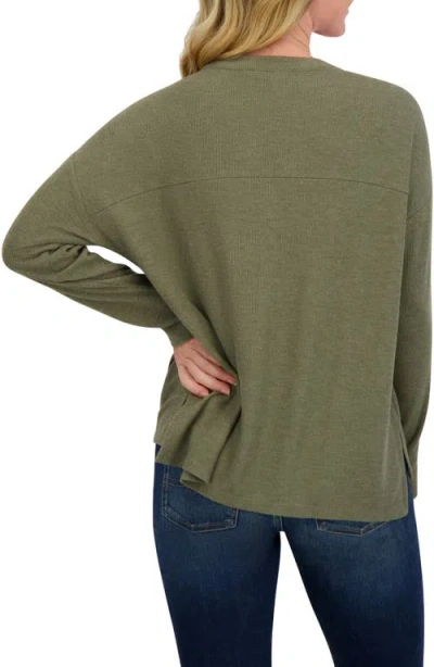 Lucky Brand Thermal Long Sleeve Henley In Green