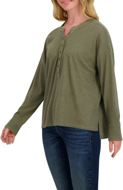 Lucky Brand Thermal Long Sleeve Henley In Green