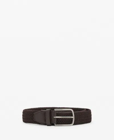 Mango Men's Braided Elastic Belt In Brown
