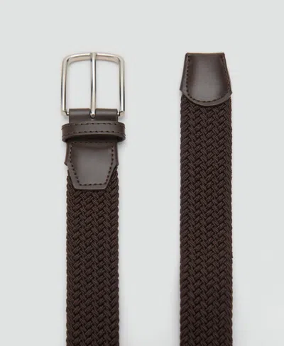 Mango Men's Braided Elastic Belt In Brown