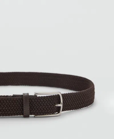 Mango Men's Braided Elastic Belt In Brown