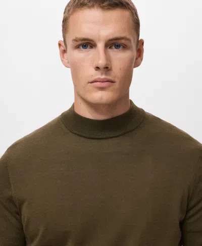 Mango Turtleneck Wool Sweater In Green