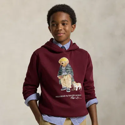 Polo Ralph Lauren Big Boys Polo Bear Fleece Hoodie In Brown