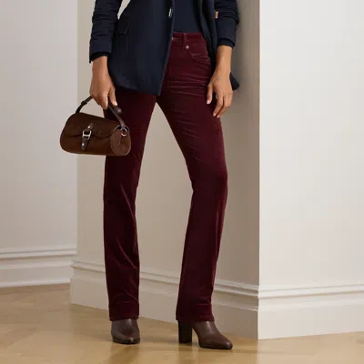 Ralph Lauren Stretch Corduroy Mid-rise Straight Pant In Burgundy