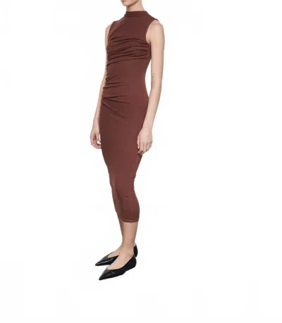Enza Costa Silk Knit Sleeveless Twist Midi In Nutshell In Burgundy