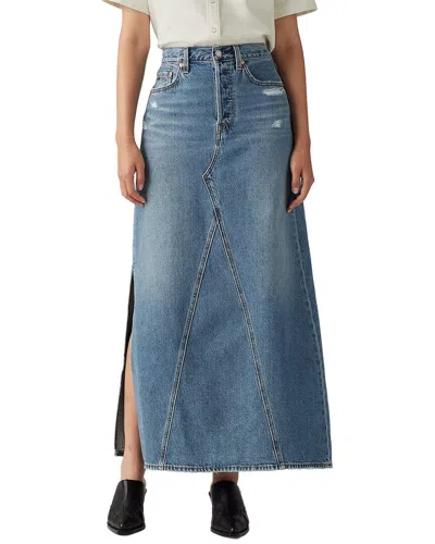 Levi's Womens Hinged Heart High-rise A-line Deconstructed Denim Midi Skirt In Blue