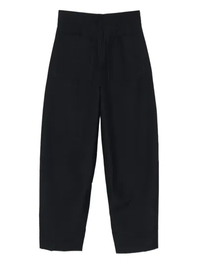 Soeur Cropped Tailored Trousers In Smooth Polyamide In Black
