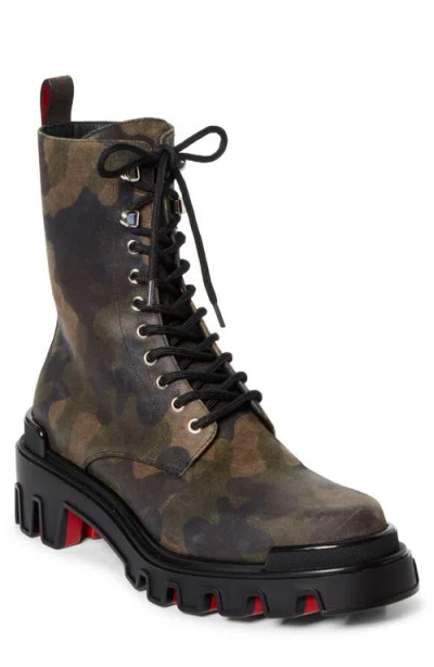 Christian Louboutin Trott Dune Camo Print Combat Boot In Multi