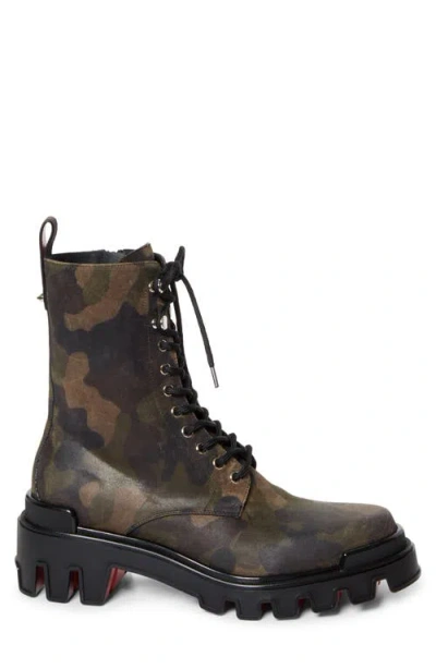 Christian Louboutin Trott Dune Camo Print Combat Boot In Multi