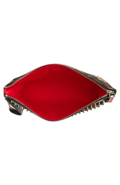 Christian Louboutin Funky Studded Genuine Calf Hair Clutch In Brown