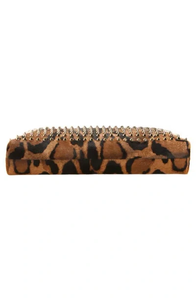 Christian Louboutin Funky Studded Genuine Calf Hair Clutch In Brown