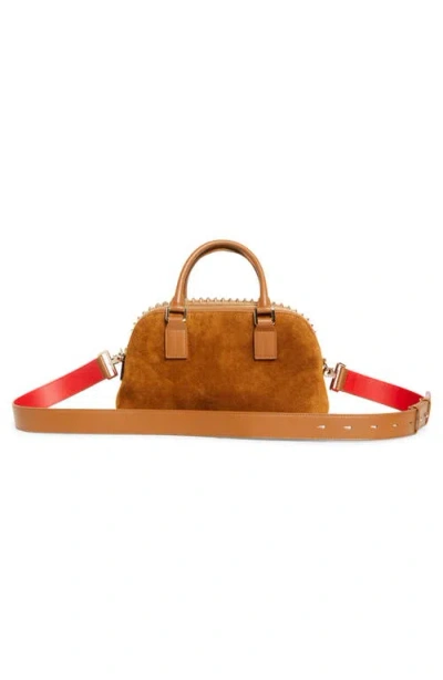 Christian Louboutin Funky Empire Spike Leather Bowling Satchel In Brown