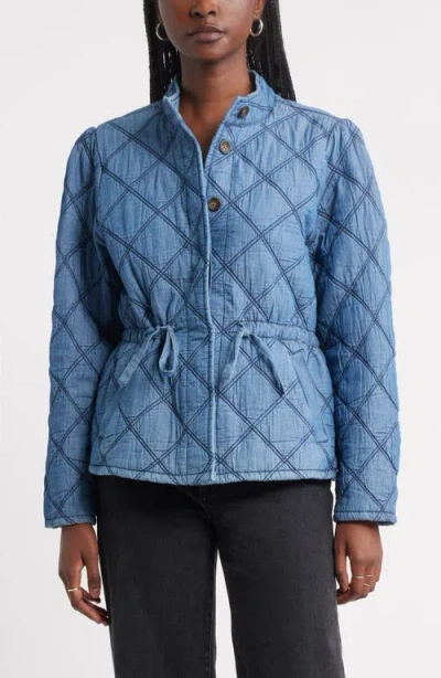 Treasure & Bond Quilted Cotton Jacket In Blue
