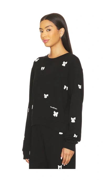 Lauren Moshi Puff Bow Pullover In Black