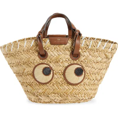 Anya Hindmarch Small Eyes Seagrass Basket Tote In Brown