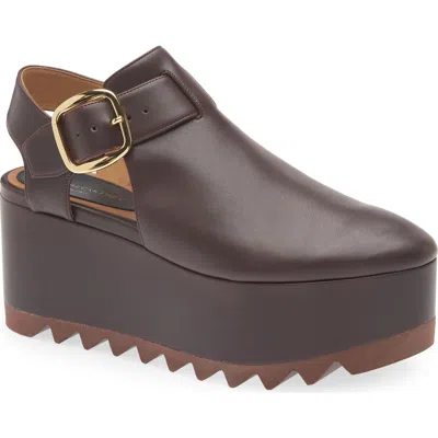 Stella Mccartney Elyse Closed-toe T-bar Platform Sandal In Brown